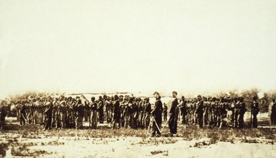 Eerste Amerikaanse Gekleurde Infanterie, uitgegeven ca. 1860s (sepia foto) door Mathew B. Brady